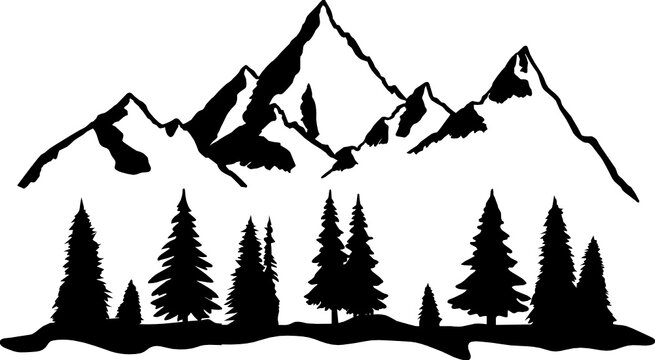 Mountain Forest Camping Hiking Cut File, SVG , Cricut, Silhouette , Vector