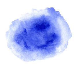 Hand drawn blue watercolor shape for your design. Creative background, abstract stain