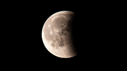 Stuttgart, Germany, 27.07.2018. Lunar eclipse over Stuttgart at the end of the red blood moon phase