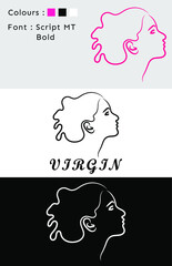 Side View Woman Face Logo Design With Virgin Text