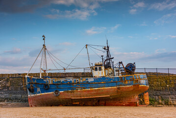 Moored fishing boat at Barry Island, Vale of Glamorgan, South Wales