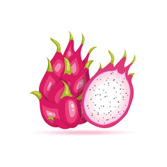Dragon fruit vector icon. Pitaya flat illustration.