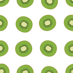 Fototapeta premium Seamless pattern kiwi fruits vector illustration 