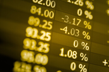 Obraz premium Financial accounting of profit summary graphs analysis. The business plan at the meeting and analyze financial numbers to view the performance of the company in stock market exchange. 