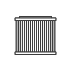 Round shape air filter icon. A simple linear image of an air purifying filter. Isolated vector on pure white background.