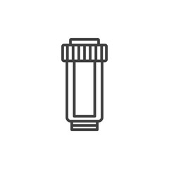 Fuel filter icon. Simple line drawing of a direct fuel filter. Isolated vector on white background.