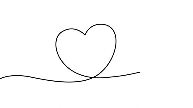 Continuous drawing line art of heart. Hand drawn one line. Concept of volunteering, charity and love. 4k animation