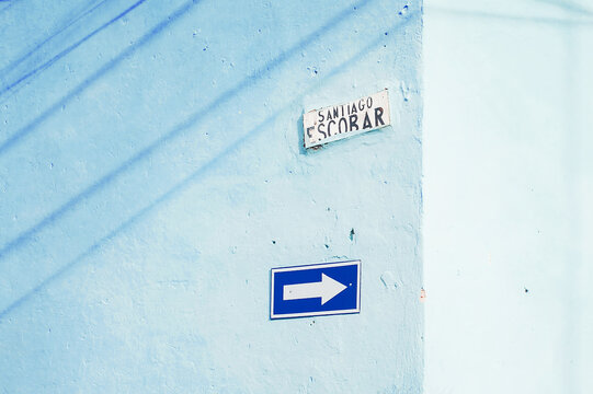 signpost Santiago Escobar's street name authentic narrow streets of the time of the first colonies in Trinidad
