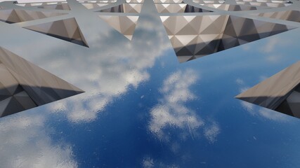 Abstract architecture background geometric pattern of design 3d render