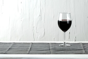 Wooden white table on a white retro wall with a composition 