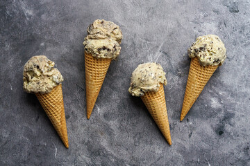 Cookies and cream ice cream cones