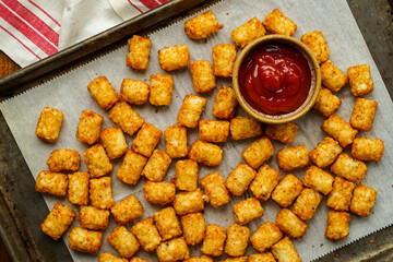 Tater tots with ketchup
