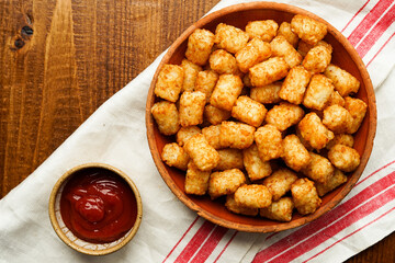 Tater tots with ketchup