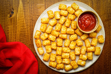 Tater tots with ketchup