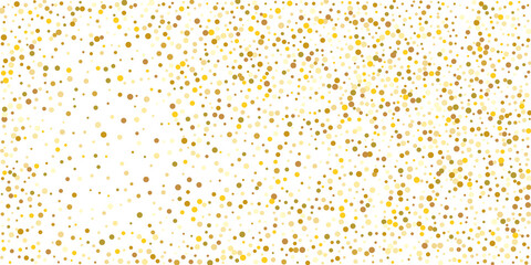 Golden glitter confetti on a white background.  Illustration of a drop of shiny particles. Decorative element. Element of design. Vector illustration, EPS 10.