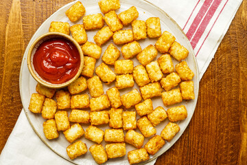 Tater tots with ketchup