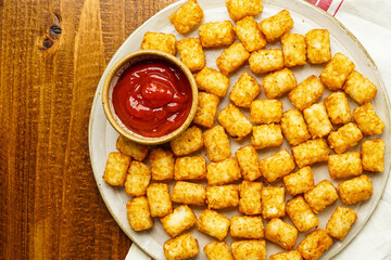 Tater tots with ketchup