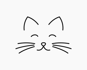 Cute cat face line icon.