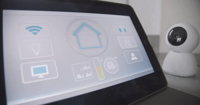 House security system is activated and monitored on smart home screen