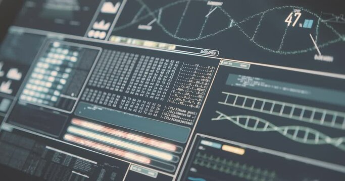 Analysis software activated by touch command on screen. DNA sequencing, laboratory analysis