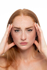 Fototapeta premium Young beautiful red hair model 