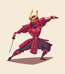 Samurai warrior isolated vector illustration