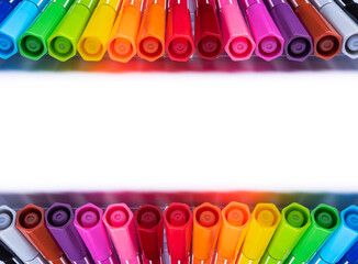 Colored Felt Tip Pens on White Background. Pencils isolated on white.