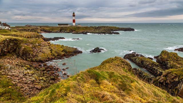 Lighthouse at Boddam Aberdeenshire Scotland UK on the North Sea.