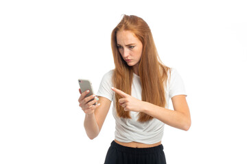 Fototapeta premium Young ginger model speak by phone 