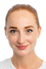 Fototapeta premium Young beautiful red hair model smiling