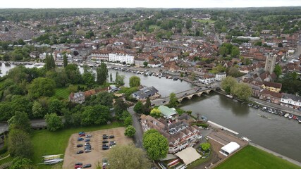 Henley on Thames  Oxfordshire UK Aerial town and bridge High POV
