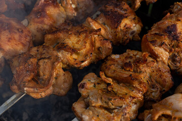 Grilled chicken thighs, grilled chicken skewers