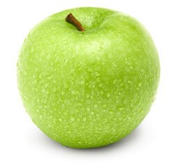 single green apple isolated on white background. clipping path