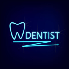 neon sign dentist shines tooth