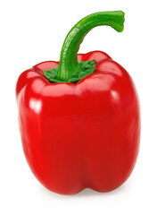 one red sweet bell pepper isolated on white background. clipping path
