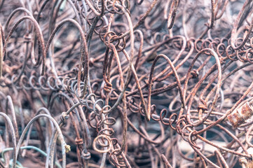 Old rusty steel wire. Industrial background