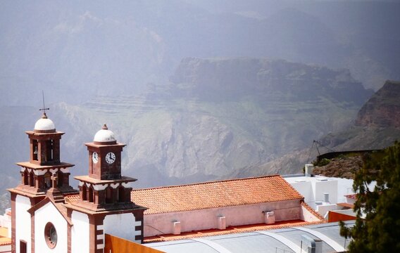 Paisaje de  Artenara, al fondo Mesa del Junquillo, Gran Canaria