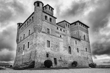 Old castle in black and white