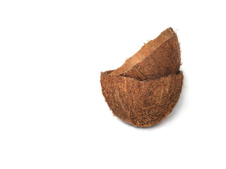 Fototapeta premium Coconut peel on a white background.