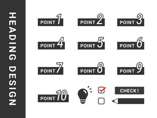ポイント、要点、見出し、ラベルのアイコンイラストセット