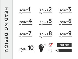 ポイント、要点、見出し、ラベルのアイコンイラストセット