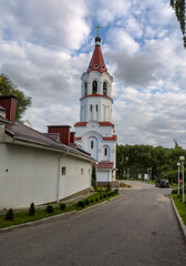Fototapeta na wymiar Bell tower of the Holy protection Cathedral, height about 30 meters.