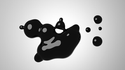 Abstract 3D illustration of glossy black shape.