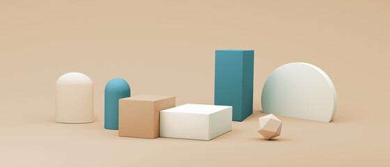 Abstract 3D render of cylinder podiums