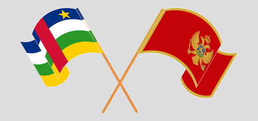 Crossed and waving flags of Central African Republic and Montenegro