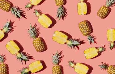 Pattern of pineapple on orange background