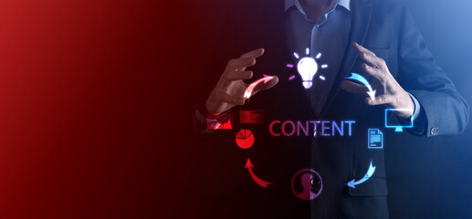 Content marketing cycle - creating, publishing, distributing content for a targeted audience online...
