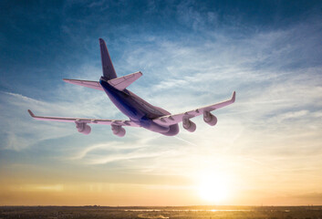 passenger airplane fly in the sky, travel destination journey