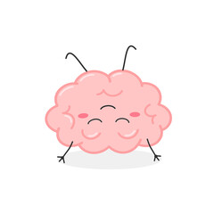 Cartoon human brain organ meditating upside down