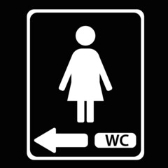 A female toilet symbol.
Icon for the female restroom.
Vector Design Eps 10.